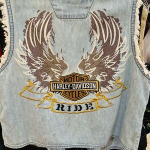 Harley-Davidson Blue Denim Vest with Eagle Patch